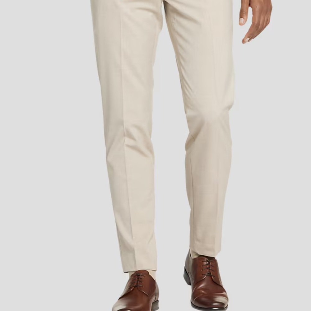Egara Solid Tan Beige Dress Pants